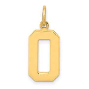 14k Yellow Gold, Athletic Collection Medium Polished Number 0 Pendant